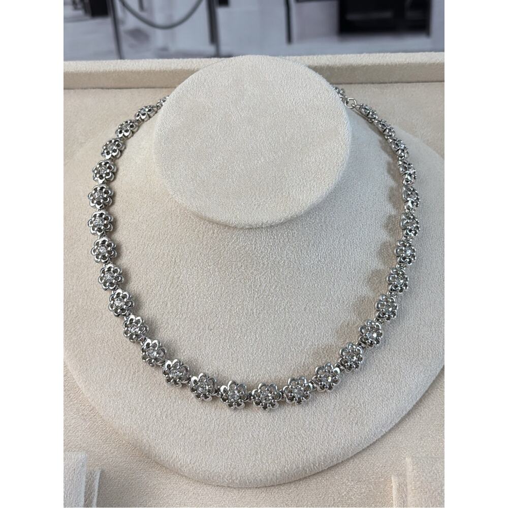 Nina Ricci Silver Floral Link Necklace